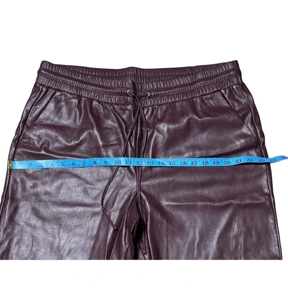 Loft Pull On Slim Pants Faux Leather Burgundy Drawstring Women’s Slacks Size XXL - Picture 8 of 13